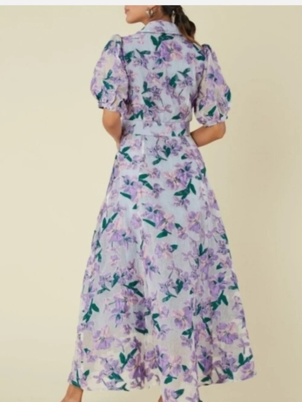 Abbey Glass Charlotte collared dress organza bloom Floral Purple Maxi Dress - Picture 2 of 15